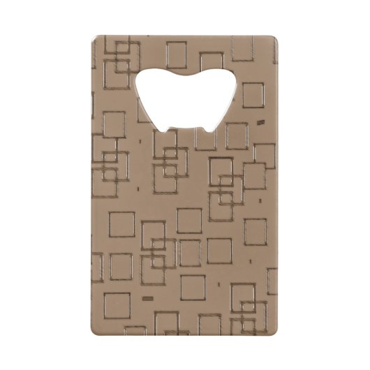 Coffee Coloured Squares Pattern クレジットカード栓抜き (裏面)