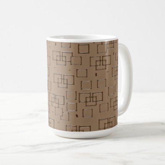 Coffee Coloured Squares Pattern コーヒーマグカップ (正面右)