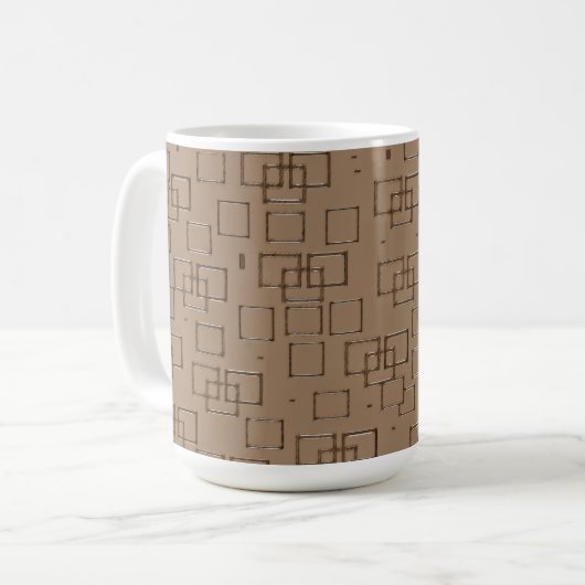 Coffee Coloured Squares Pattern コーヒーマグカップ (正面左)