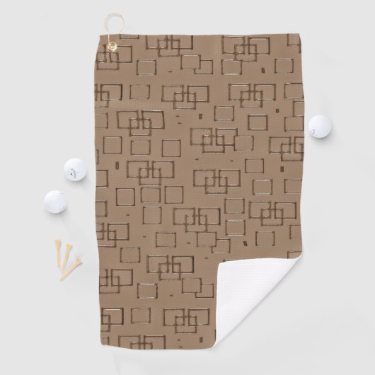 Coffee Coloured Squares Pattern ゴルフタオル (インサイチュ)