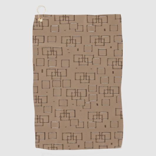 Coffee Coloured Squares Pattern ゴルフタオル (正面)