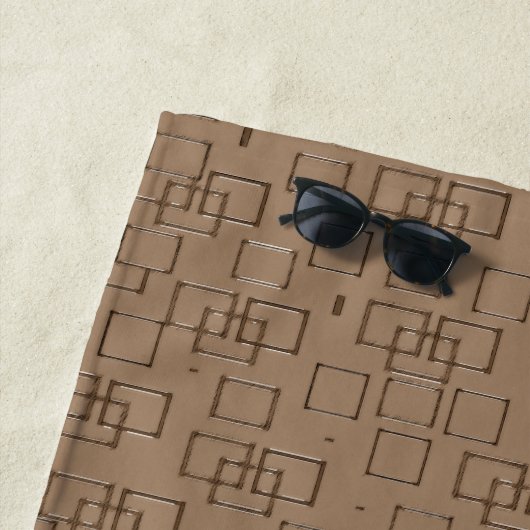 Coffee Coloured Squares Pattern ビーチタオル (インサイチュ)