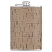 Coffee Coloured Squares Pattern フラスク (正面)