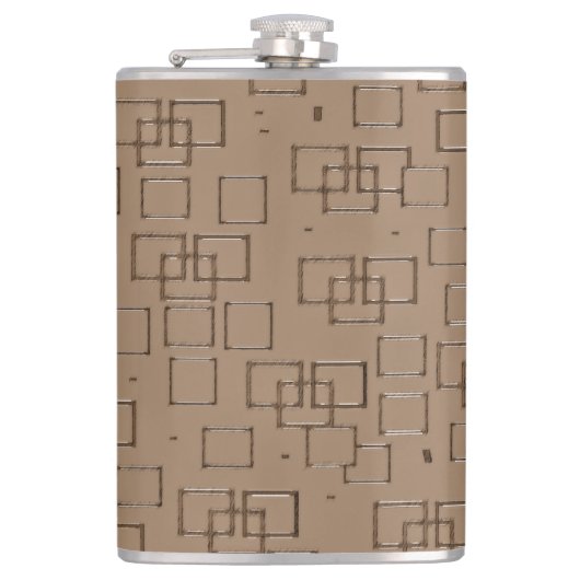 Coffee Coloured Squares Pattern フラスク (正面)