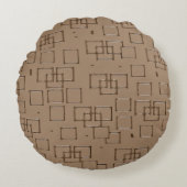 Coffee Coloured Squares Pattern ラウンドクッション (正面)