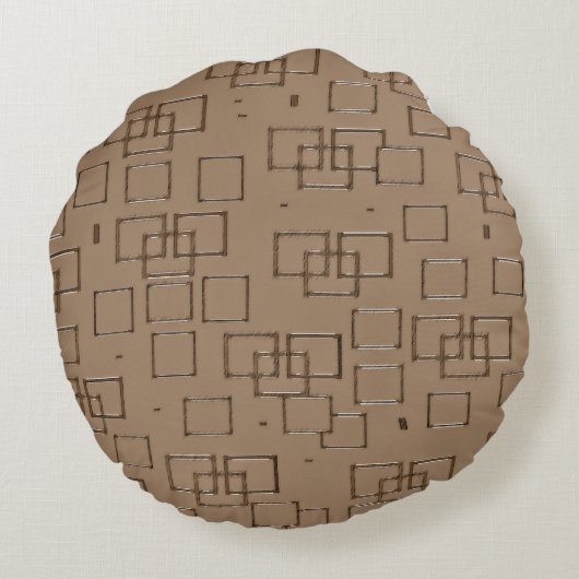 Coffee Coloured Squares Pattern ラウンドクッション (裏面)