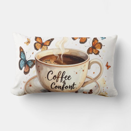 Coffee & Comfort Peaceful Butterfly Pillow ランバークッション (正面)