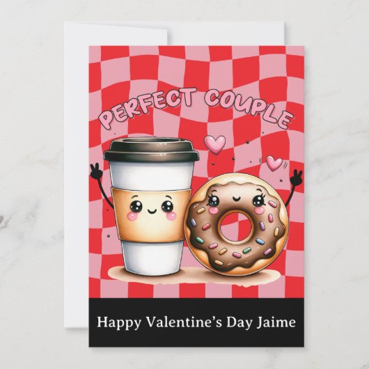 Coffee Couple Funny Valentines Day Postcard シーズンカード (正面)