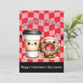 Coffee Couple Funny Valentines Day Postcard シーズンカード (スタンド正面)