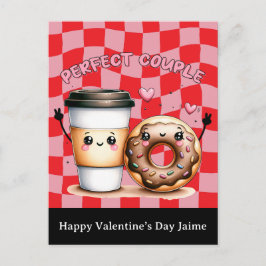 Coffee Couple Funny Valentines Day Postcard ポストカード
