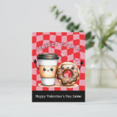 Coffee Couple Funny Valentines Day Postcard ポストカード (スタンド正面)