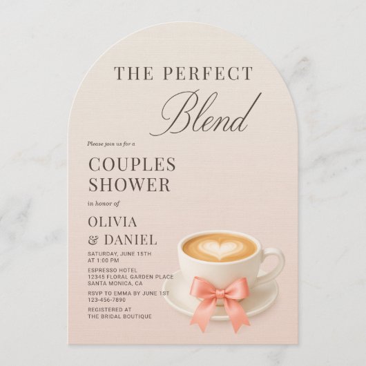 Coffee Couples Shower The Perfect Blend Coquette  招待状 (正面)
