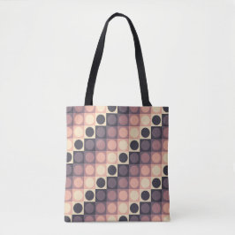 Coffee Cream Polka Grid トートバッグ