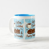 Coffee, Cuddles & Furry Friends Cute Cat Lover Cof ツートーンマグカップ (正面左)