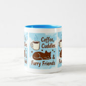 Coffee, Cuddles & Furry Friends Cute Cat Lover Cof ツートーンマグカップ (中央)