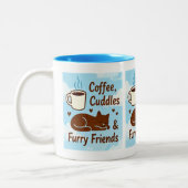 Coffee, Cuddles & Furry Friends Cute Cat Lover Cof ツートーンマグカップ (左)