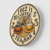 Coffee Cup Bar  home café ラージ壁時計 (傾斜)