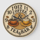 Coffee Cup Bar  home café ラージ壁時計 (正面)