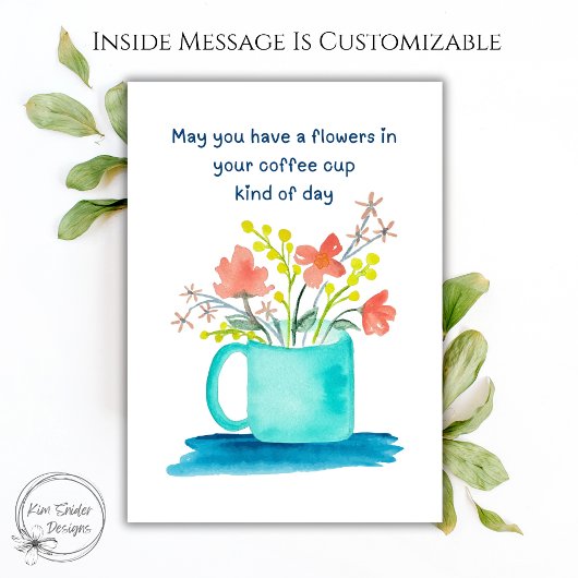 Coffee Cup of Flowers Encouragement カード