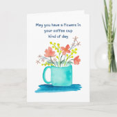 Coffee Cup of Flowers Encouragement カード (正面)
