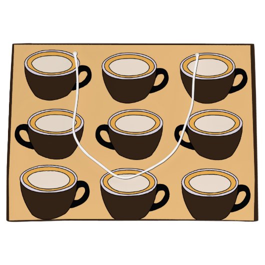 Coffee Cup Pattern ラージペーパーバッグ (正面)