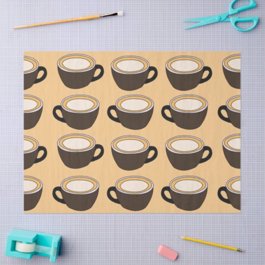 Coffee Cup Pattern 薄葉紙 (クラフト)