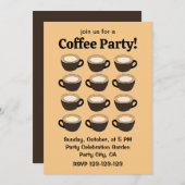 Coffee Cup Pattern Coffee Party 招待状 (正面/裏面)