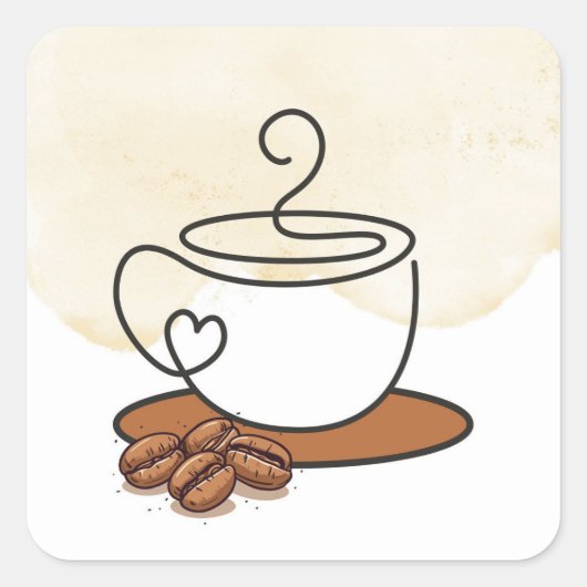 Coffee Cup Sticker スクエアシール (正面)