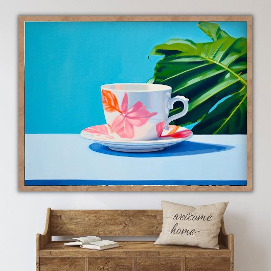 Coffee Cup Still Life Oil Painting, Modern Fine Ar ポスター