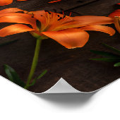 Coffee cup surrounded by vibrant orange flowers ポスター (角)