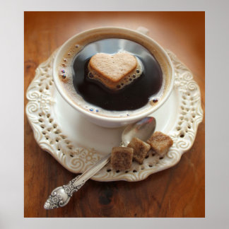 Coffee cup with heart ポスター