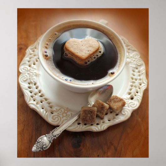 Coffee cup with heart ポスター (正面)