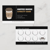 Coffee Cups Black White Cafe Customer Loyalty Card ロイヤリティカード (正面/裏面)
