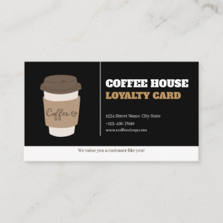 Coffee Cups Black White Cafe Customer Loyalty Card ロイヤリティカード