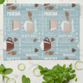 Coffee Cups Blue Vertical Lines Caffeine Grains キッチンタオル (折り畳み)