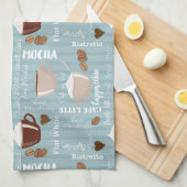 Coffee Cups Blue Vertical Lines Caffeine Grains キッチンタオル (四つ折り)