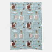 Coffee Cups Blue Vertical Lines Caffeine Grains キッチンタオル (縦)