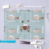 Coffee Cups Blue Vertical Lines Caffeine Grains 薄葉紙 (クラフト)