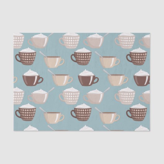 Coffee Cups Cream Caffeine Lover Pastel Blue Brown 薄葉紙 (正面)