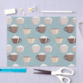 Coffee Cups Cream Caffeine Lover Pastel Blue Brown 薄葉紙 (クラフト)