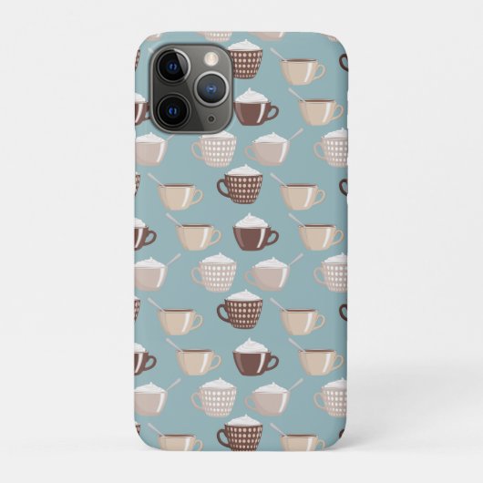 Coffee Cups Cream Caffeine Lover Pastel Blue Brown Case-Mate iPhoneケース (裏)