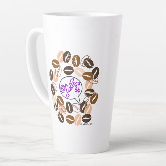 COFFEE & CUSSIN' by Jeff Willis Art カフェラテマグ (左アングル)