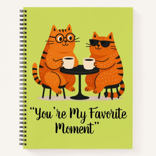 Coffee Date Cat Couple Spiral Notebook ノートブック (正面)