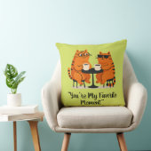 Coffee Date Cat Couple Throw Pillow クッション (椅子)