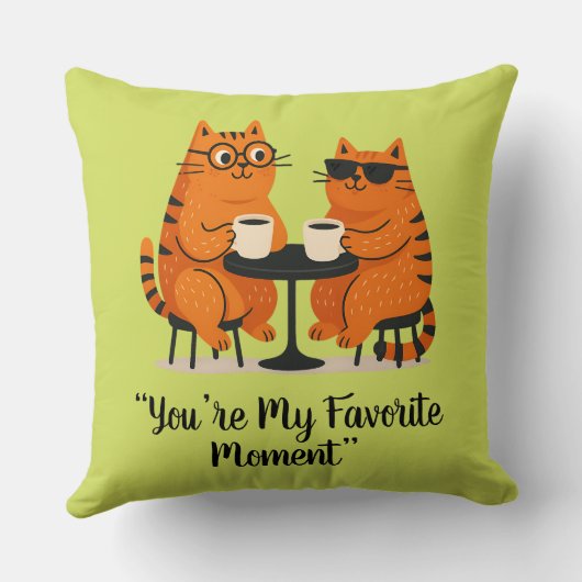 Coffee Date Cat Couple Throw Pillow クッション (裏面)