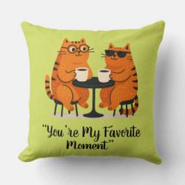 Coffee Date Cat Couple Throw Pillow クッション