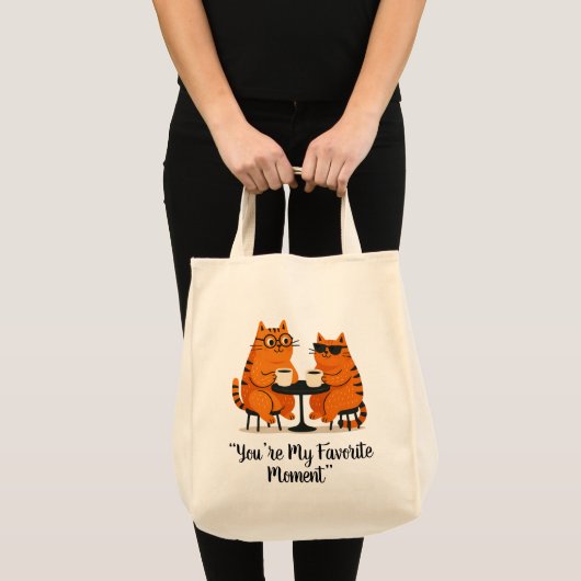 Coffee Date Cat Couple Tote Bag トートバッグ (正面(商品))