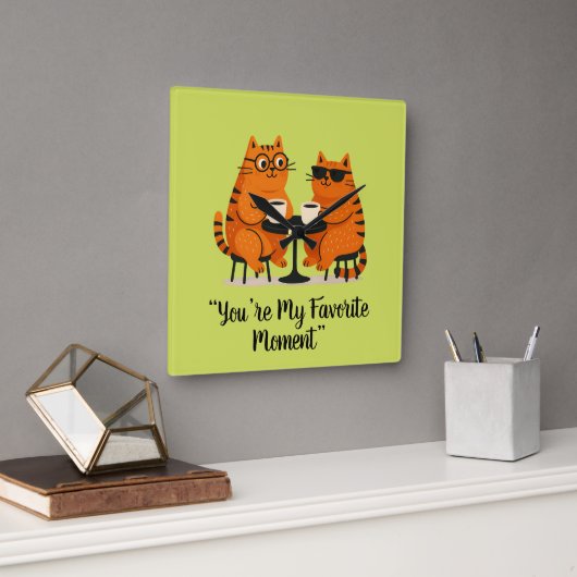 Coffee Date Cat Couple Wall Clock スクエア壁時計 (オフィス)