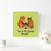 Coffee Date Cat Couple Wall Clock スクエア壁時計 (ホーム)