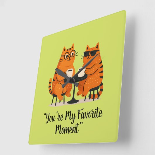 Coffee Date Cat Couple Wall Clock スクエア壁時計 (傾斜)
